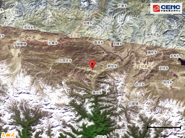 西藏日喀则市定日县发生4.9级地震，震源深度10千米