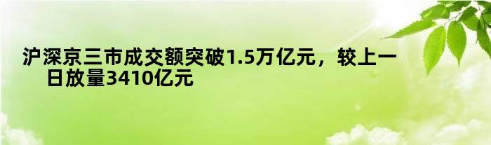 1月15日截至14时，沪深京三市成交额突破1万亿元