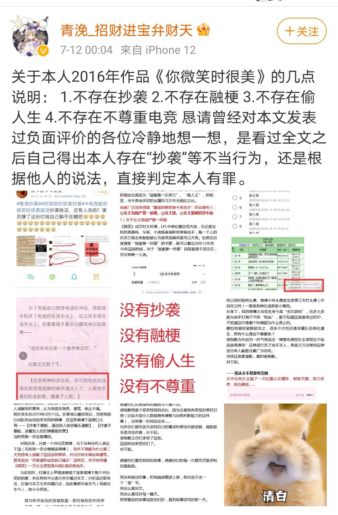 爱奇艺新剧《漂白》涉嫌抄袭 小说作者发文回应