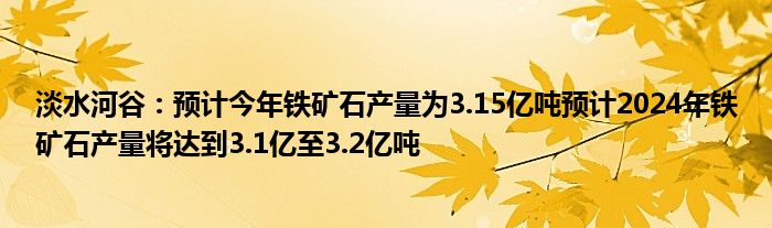 淡水河谷2024年铁矿石产量达3.28亿吨，为2018年后最高水平